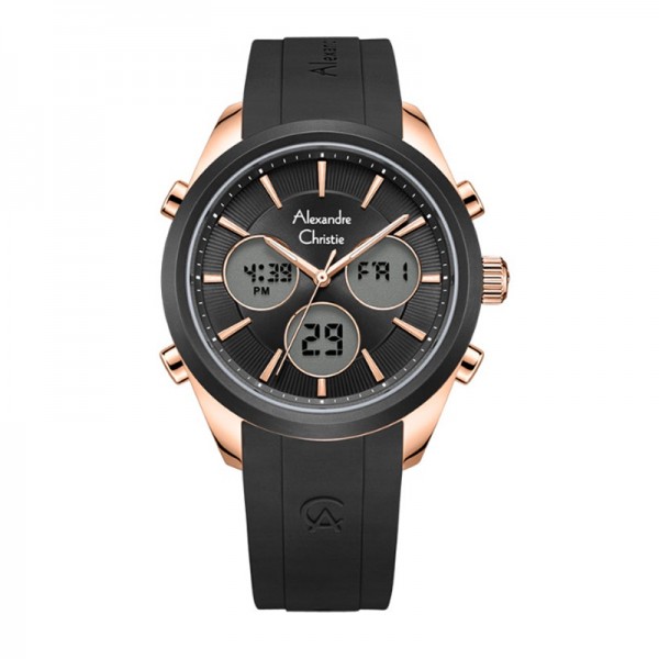 Alexandre Christie AC 9398 Rosegold Black Rubber LHRRGBA